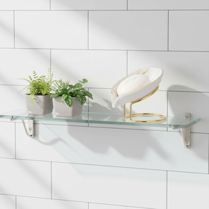 Porte-savon moderne en céramique et acier carbone, design feuille nordique, avec surface en acier inoxydable et égouttoir intégré pour salle de bain - Product Image 4