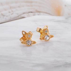 Pendientes de Saturno Clásicos de la Reina de la Moda Vivienne, con Circonita, Cobre, Estilo Lujoso y Elegante, Combinan con Todo, Joyería para Mujer - Product Image 3