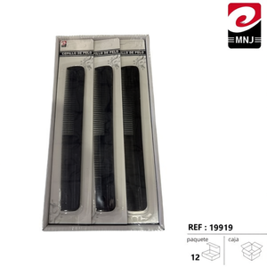 Set di pettini per capelli MNJ 3 pezzi in plastica nera per uso quotidiano - Product Image 3
