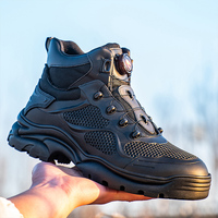 Bottes de travail à boucle rotative pour hommes, chaussures de sécurité à bout en acier, chaussures de sécurité respirantes, chaussures indestructibles, résistantes aux perforations