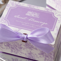 Boîte à dragées écologique en gros pour mariage, emballage personnalisé en papier, boîte cadeau carrée avec nœud en ruban pour chocolat