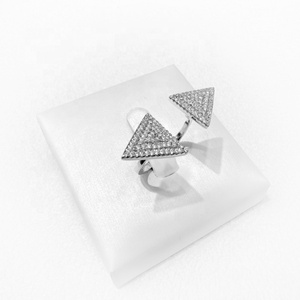 wholesale brass wedding engagement hip hop <b>ring</b> baguette cut rhodium plated promise <b>chunky</b> zirconia finger <b>rings</b> for woman - Product Image 3