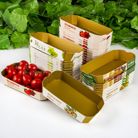 Boîte d'emballage de fruits en carton écologique en forme de bateau doré pour cerises, bleuets, tomates, fraises, plateau alimentaire en papier jetable