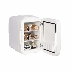 Venta al por mayor 4l Mini individual con luces LED Puerta Nevera personal Nevera Nuevo estilo Nevera de belleza personalizada portátil