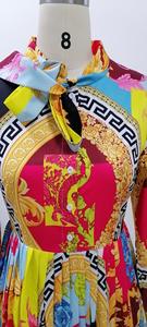 Abito Midi Casual da Donna Taglie Forti <span class=keywords><strong>con</strong></span> Stampa Africana, Colletto <span class=keywords><strong>a</strong></span> Papillon e Maniche <span class=keywords><strong>a</strong></span> <span class=keywords><strong>Tre</strong></span> <span class=keywords><strong>Quarti</strong></span> Plissettate - Product Image 6