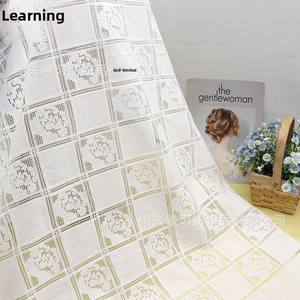 Nuovo eco-friendly coreano stile francese RX7058 a scacchiera roseto Crochet tessuto in Voile ricamato per tovaglia - Product Image 1