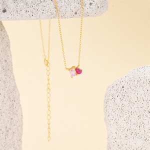 Collar de Plata de Ley 925 con Circonita de Color y Baño de Oro de 18K, Diseño Geométrico de Gota de Agua, Gran Venta - Product Image 3