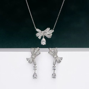 Pendant Necklace Set with Butterfly Shape Palladium & Synthetic Cubic Zirconia Women's Europe & America Style Daily Wear - Product Image 3