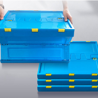 Caisse plastique pliable et portable, boîte de rotateur empilable avec couvercle, meuble en plastique