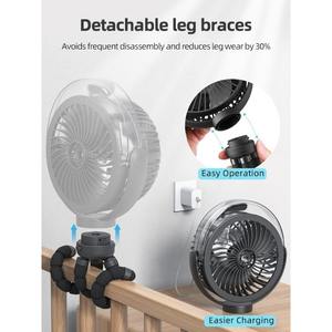 Ventilateur de refroidissement humidifiant et veilleuses ambiantes pour bébé poussette poulpe ventilateur de plafond rechargeable par USB - Product Image 5