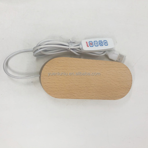 Veilleuse 3D Décoration Intérieure Design Nordique, Lampe de Table/Bureau avec Base USB Ronde Ovale et Base LED en Bois pour Plaque Acrylique - Product Image 4