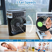 Ventilateur de climatiseur portable Mini refroidisseur évaporatif avec 7 couleurs lumière LED 1/2/3H minuterie 3 vitesses de vent pour table de chevet
