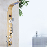 OEM Panneau de douche commercial à montage mural numérique intelligent LED bleu argenté en acier inoxydable à 4 fonctions