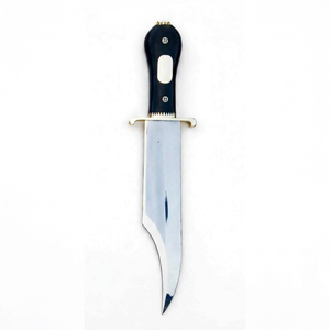 Outil de terrain extérieur en acier artisanal personnalisé avec manche en corne noire et garde en laiton incrusté d'os - Product Image 1