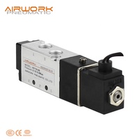 Válvula Neumática de Control Solenoide Tipo Airtac AIRWORK 4v11006, CC 12V, Aleación de Aluminio, Acción Directa/Operada por Piloto, Válvula de Aire Eléctrica 6