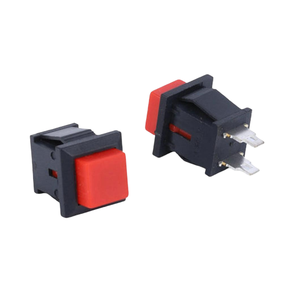 Interruptor de botón pulsador cuadrado de plástico rojo DS-431, electrónico, de 2 pines, encendido/apagado, con reinicio automático, 1NO, sin contacto momentáneo de freno de presión - Product Image 1