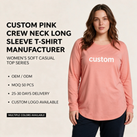 T-shirts à manches longues pour femmes, hauts basiques, chemisiers décontractés et professionnels, t-shirts amples et tendance en tissu extensible avec impression de logo personnalisé