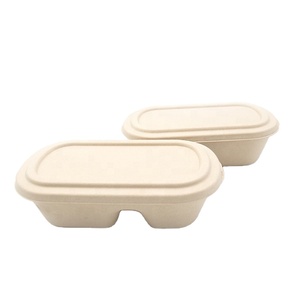 Wholesale custom biodegradable 2 compartment bagasse food container with lid - Product Image 2