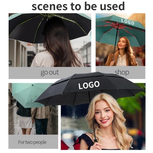 New Style Double Layer Vented Automatic Umbrella Auto Button 3 Fold Compact Umbrellas Custom logo Windproof - Product Image 2