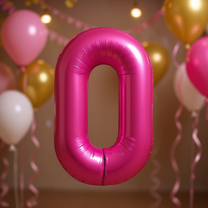 Party Love Fuchsia Number 0 <b>Balloon</b> 45cm Metallic Foil Birthday Party <b>Decor</b> Kids Celebration Supplies - Product Image 2