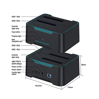 Harga pabrik 2-Drive eksternal 2.5 3.5-inci HDD SSD MAX 16TB Dual Bay Hard Drive eksternal stasiun Dok OTN-UHD6