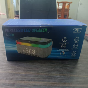 Biểu tượng tùy chỉnh RGB ánh sáng BT loa đồng hồ báo thức 3 trong 1 Máy tính để bàn vải sạc không dây loa - Product Image 4