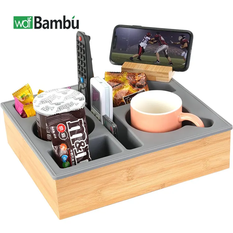 Wdf giao diện điều khiển cup chủ Organizer Buddy Snack trái cây khay truy cập hàng đầu sofa tay vịn khay Ghế Bar hộp tre couch cup chủ