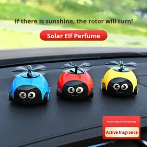 Diffuseur d'air de voiture en plastique à énergie solaire, design scarabée de dessin animé, purification de l'air, installation facile, ornement hélicoptère rotatif - Product Image 2