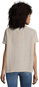 <span class=keywords><strong>Chemise</strong></span> en chanvre biologique à manches courtes pour femmes, col en V, <span class=keywords><strong>tunique</strong></span> décontractée, été, 100% - Product Image 4