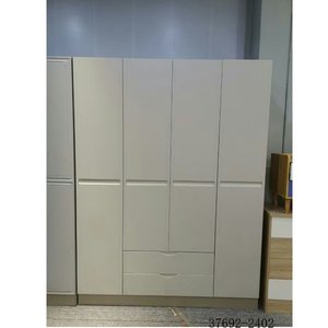 Modern Minimalist Wardrobe <b>Cabinet</b> with Drawers Flat Panel Hinged Doors MDF Material Freestanding <b>Bedroom</b> Furniture 37692-2402 - Product Image 1