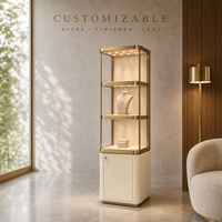 Maßgefertigte Schmuck-Vitrine aus Edelstahl mit LED-Beleuchtung und Drehfunktion für Juweliergeschäfte, Einzel- und Großhandel