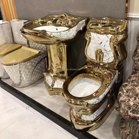 Royal européen salle de bain sanitaire plaqué or galvanoplastie or cuvette de toilette évier de luxe en céramique articles sanitaires