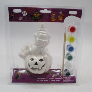 Halloween personnalisé bricolage jouets en céramique citrouille zombies sorcière peinture Kit Cartoon Arts pour 6 peinture couleur 1 pinceau ensemble artisanat fournitures - Product Image 5