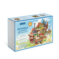 Tonecheer Vente en gros Cadeaux d'Halloween en bois Château avec accessoires de marche, Puzzle 3D musical LED à assembler pour magasins de jouets et de cadeaux