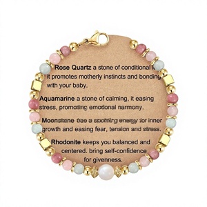 <span class=keywords><strong>Bracciale</strong></span> Regolabile in Pietra Naturale con Perline, Stile Europeo Americano, Versatile, per Donne in Gravidanza, con Pietra di Luna e Ossidiana - Product Image 1