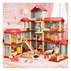 Accesorios de Muebles de Plástico en Miniatura para Casa de Muñecas, Kit de Exhibición DIY con Estufa, Silla, Ventanas, Puertas, Vidrio e Iluminación a Escala para Juguetes - Product Image 1