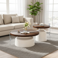 Ensemble de tables basses créatives en bois de forme spéciale, style nordique, luxe léger, moderne et simple, pour salon, avec table à thé nuage crème