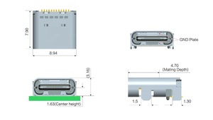 Connecteur <span class=keywords><strong>USB</strong></span>-C femelle 24 broches 3.1 double rangée SMT sur carte, <span class=keywords><strong>prise</strong></span> de charge Type C, coque de connecteur avec pas de 0,6 mm pour <span class=keywords><strong>casque</strong></span> Bluetooth - Product Image 4
