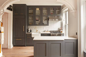 CBMmart Modern Matte Grey <strong>Kitchen</strong> Cabinet Set Custom <strong>Flat</strong> <strong>Pack</strong> Modular <strong>Kitchen</strong> With Quartz Countertop Handleless - Product Image 3