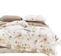 Ensemble de draps de lit en coton Queen King Size en gros imprimé 300TC Housse de couette Literie Plante/Fleur Personnalisé