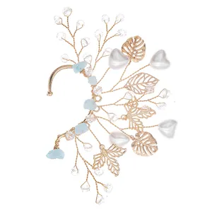 <span class=keywords><strong>Orecchie</strong></span> da fata elfo lascia polsini Non Piercing orecchini fatti a mano con nappine a foglia di fiore traforati orecchini artigianali da donna - Product Image 1
