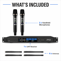 Système de microphone sans fil portable à double canal TK2000S-2, microphone sans fil UHF True Diversity pour spectacle sur scène