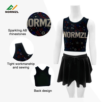 Maßgefertigte Sublimations-Strass-Cheerleader-Trainingskleidung Schwarzes Tanktop und Shorts Tanztrainingskleidung