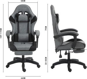 Silla Gamer Económica Giratoria de <span class=keywords><strong>Tela</strong></span> de Lino Resistente para el Hogar, Silla de Oficina Reclinable con Respaldo Alto y Altura Ajustable - Product Image 6