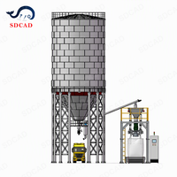 Installation de silos de stockage de poudre minérale chimique pour l'exploitation minière avec déchargeur pneumatique de camions, alimentateur à vis et système d'emballage en Big Bag