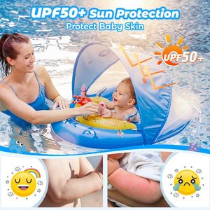 Flotador de Piscina para Bebés con Toldo UPF50+ Protección Solar, Asiento Flotante Antideslizante para Bebés, para Piscina, Playa y Baño - Product Image 3
