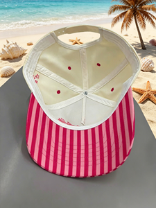 Casquette Snapback Brodé Out Of Office Rayures Rouges et Blanches Visière Courte Chapeau Décontracté de Plage Casquette de Baseball en Toile Ajustable Unisexe pour l'Été - Product Image 3