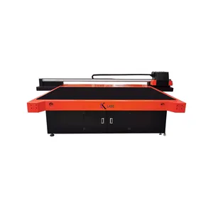 Format besar digital flatbed 2.5m printer untuk casing ponsel Epson 2513 uv flatbed printer dengan mengangkat 3D pencetakan platform kaca