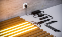Kit de 4 Luminaires Muraux LED Flexibles Noir Mat 2,4M/PC 24V IP67 Étanche Télécommande CRI 90 Élevé Dimmable pour Magasin
