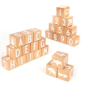 Wooden ABC Building Blocks PCS Alphabet Letters Stacking Blocks Educational Stacking Toys Preschool Early Learning Wood Blocks